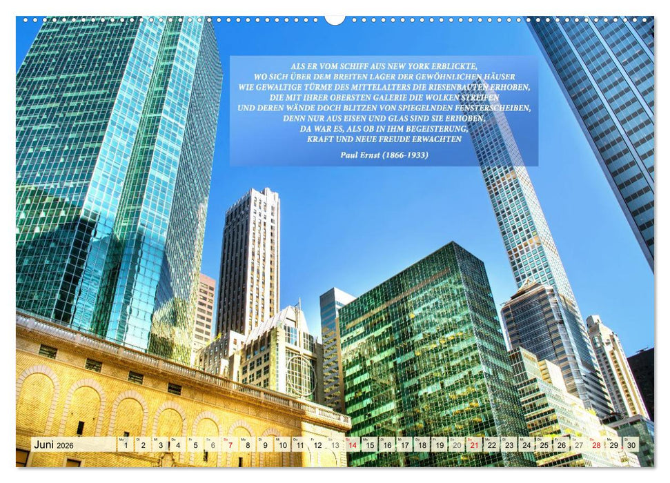 New York Ansichten - Literaturkalender (CALVENDO Premium Wandkalender 2026)