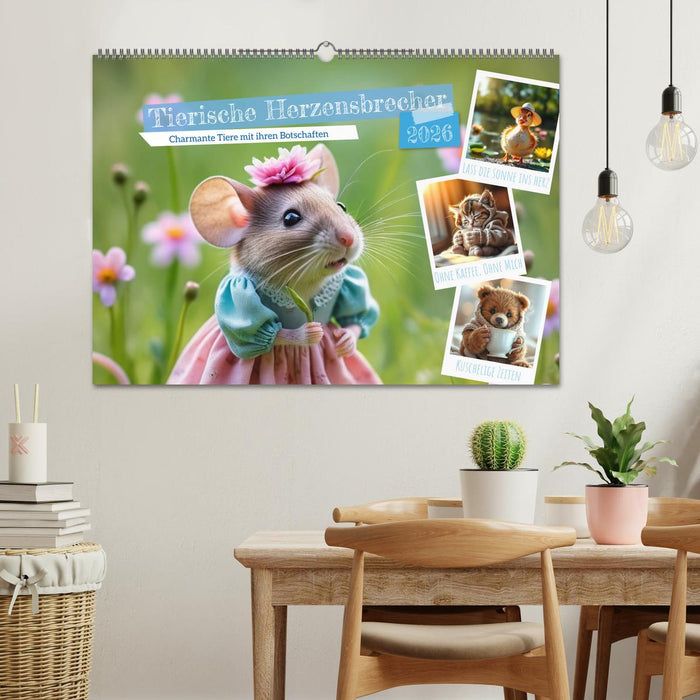 Tierische Herzensbrecher - Charmante Tiere mit ihren Botschaften (CALVENDO Wandkalender 2026)