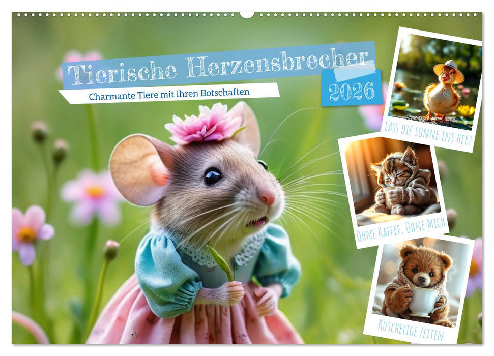 Tierische Herzensbrecher - Charmante Tiere mit ihren Botschaften (CALVENDO Wandkalender 2026)
