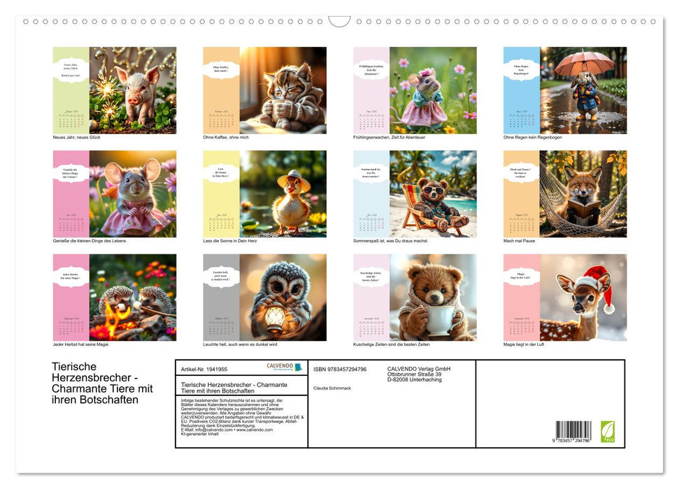 Tierische Herzensbrecher - Charmante Tiere mit ihren Botschaften (CALVENDO Wandkalender 2026)