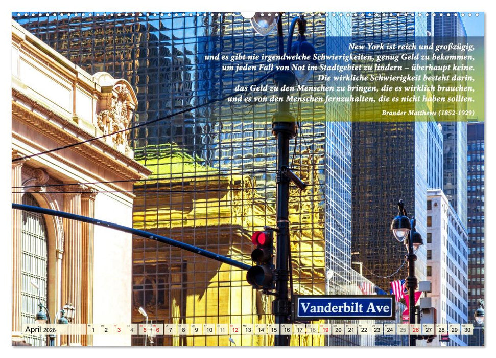 New York Ansichten - Literaturkalender (CALVENDO Wandkalender 2026)
