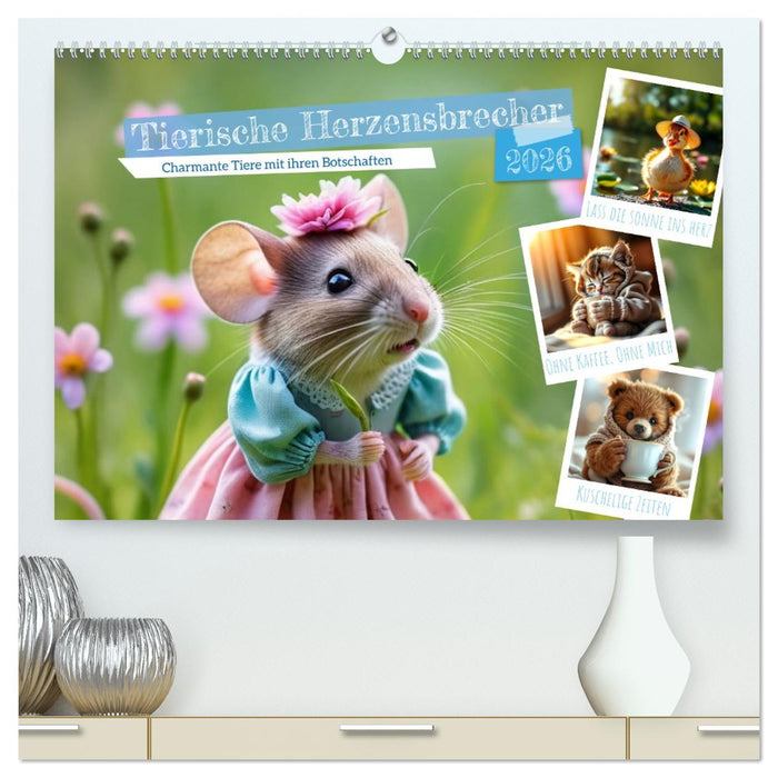 Tierische Herzensbrecher - Charmante Tiere mit ihren Botschaften (CALVENDO Premium Wandkalender 2026)