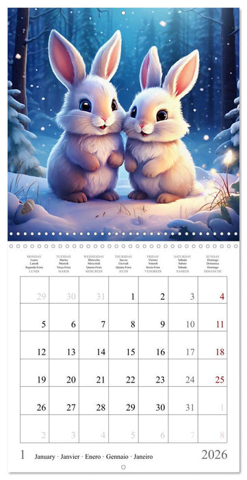 Funny Pets in Winter Landscape (CALVENDO Monthly Calendar 2026)