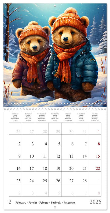 Funny Pets in Winter Landscape (CALVENDO Monthly Calendar 2026)