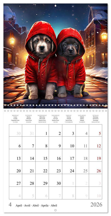 Funny Pets in Winter Landscape (CALVENDO Monthly Calendar 2026)