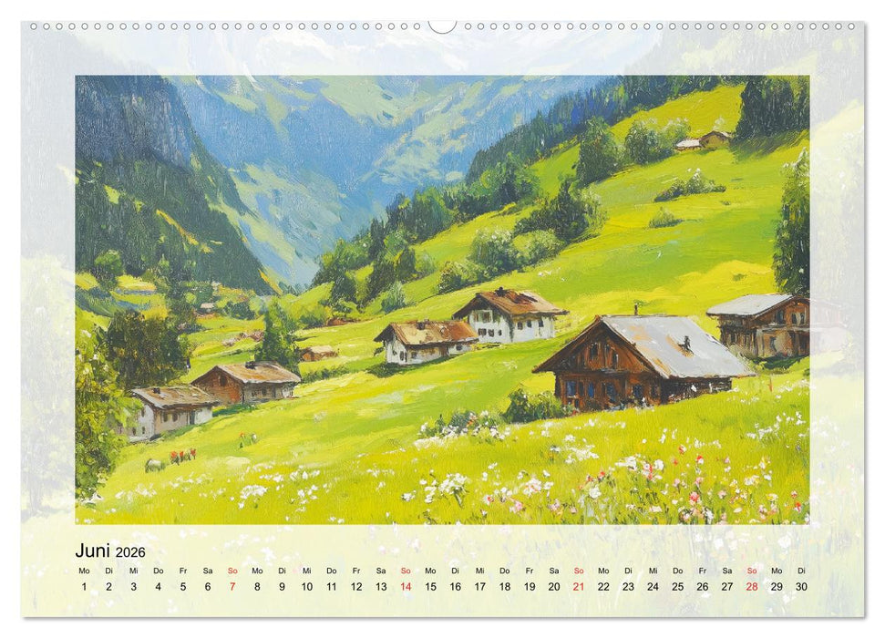 Zauber der Berge. Malerische Naturwunder in Öloptik (CALVENDO Wandkalender 2026)