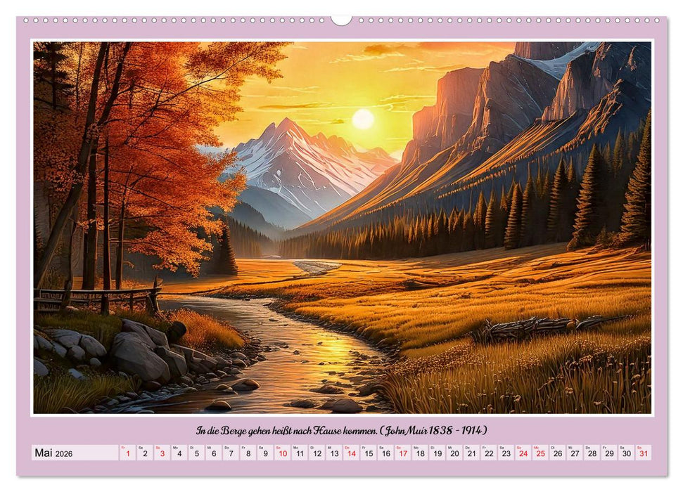 Bergwelt in Bildern und Zitaten (CALVENDO Wandkalender 2026)