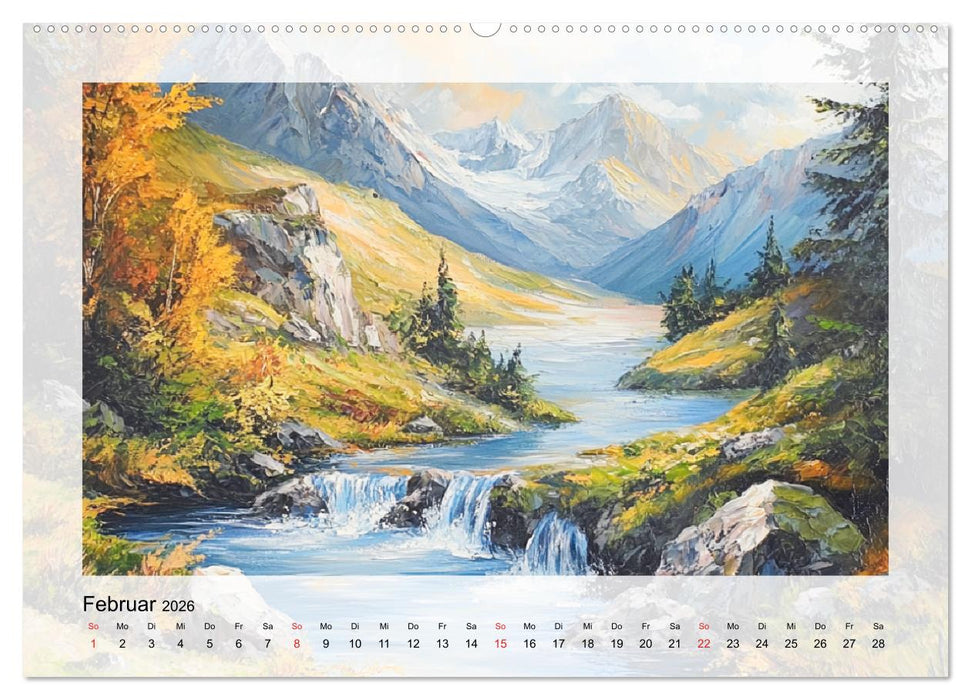 Zauber der Berge. Malerische Naturwunder in Öloptik (CALVENDO Premium Wandkalender 2026)