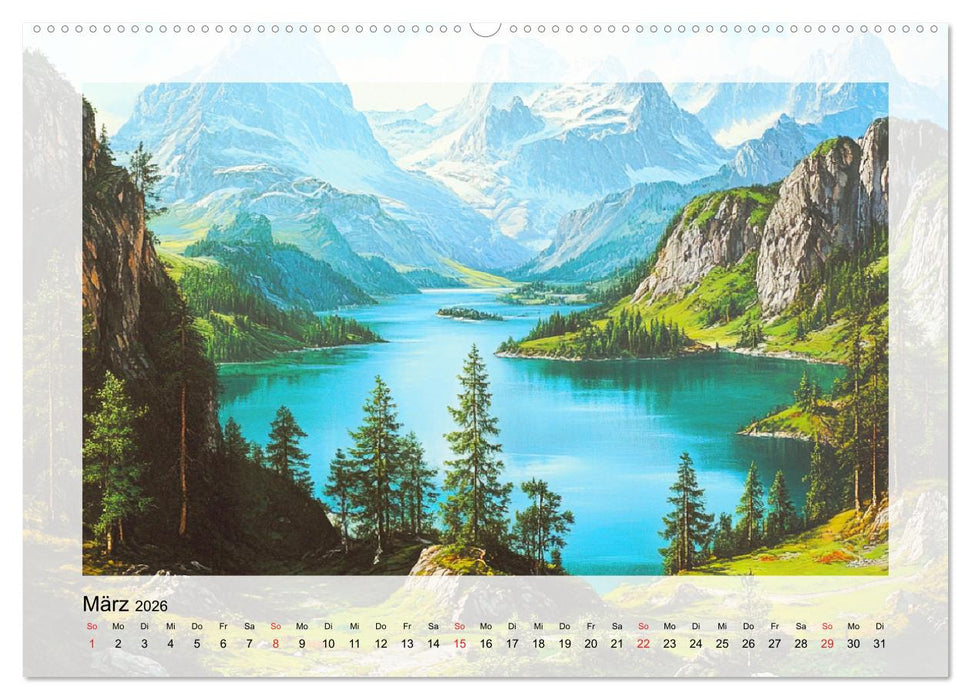 Zauber der Berge. Malerische Naturwunder in Öloptik (CALVENDO Premium Wandkalender 2026)