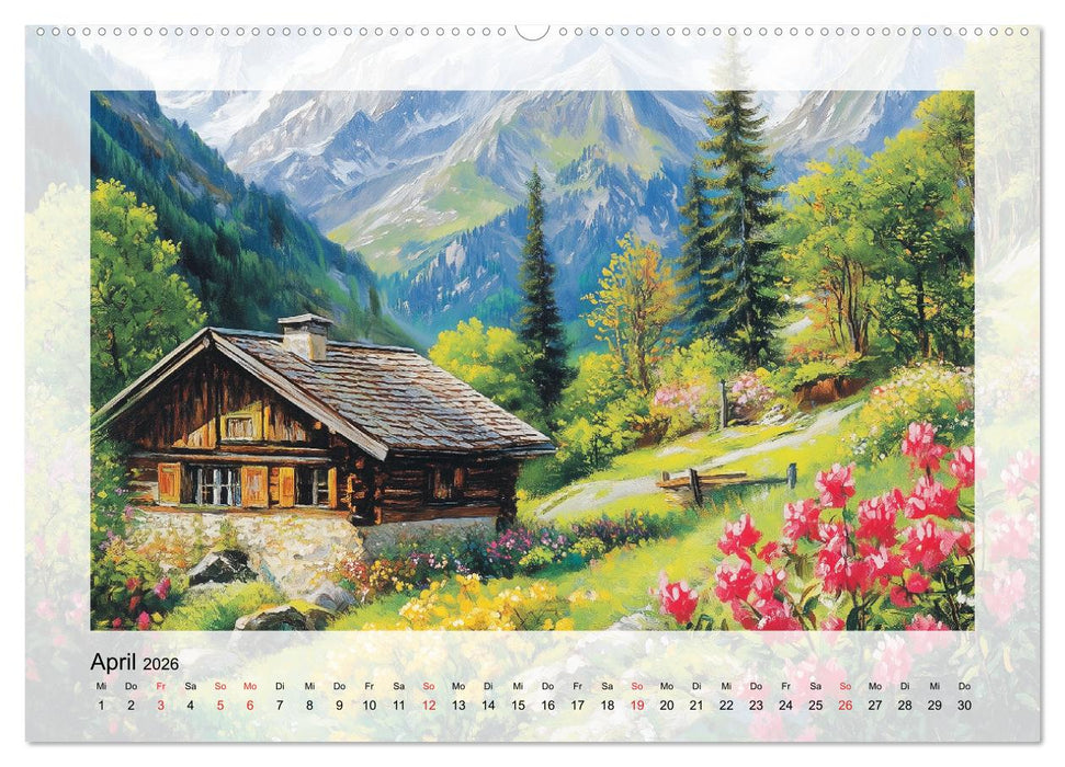 Zauber der Berge. Malerische Naturwunder in Öloptik (CALVENDO Premium Wandkalender 2026)