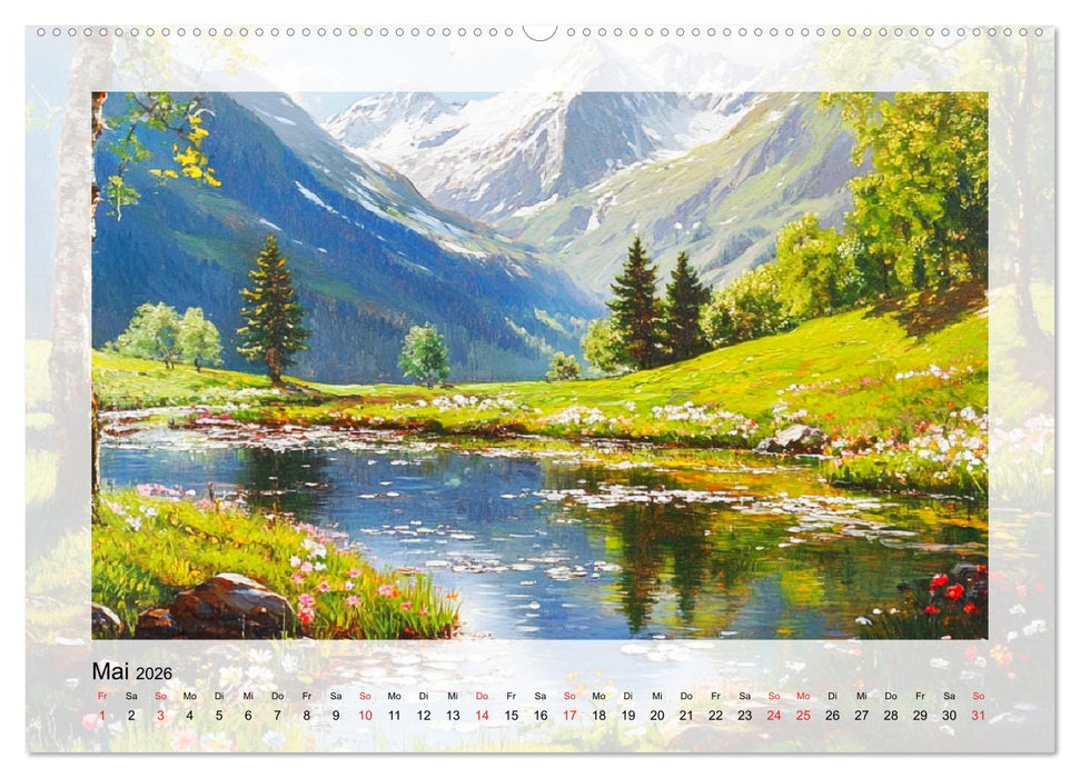 Zauber der Berge. Malerische Naturwunder in Öloptik (CALVENDO Premium Wandkalender 2026)