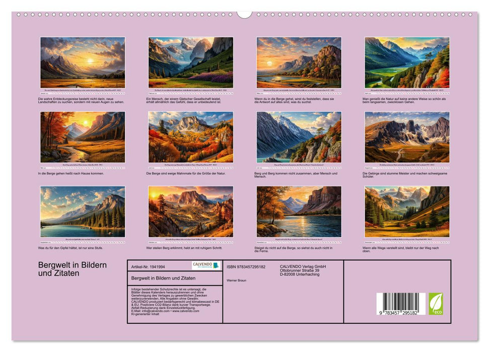 Bergwelt in Bildern und Zitaten (CALVENDO Premium Wandkalender 2026)