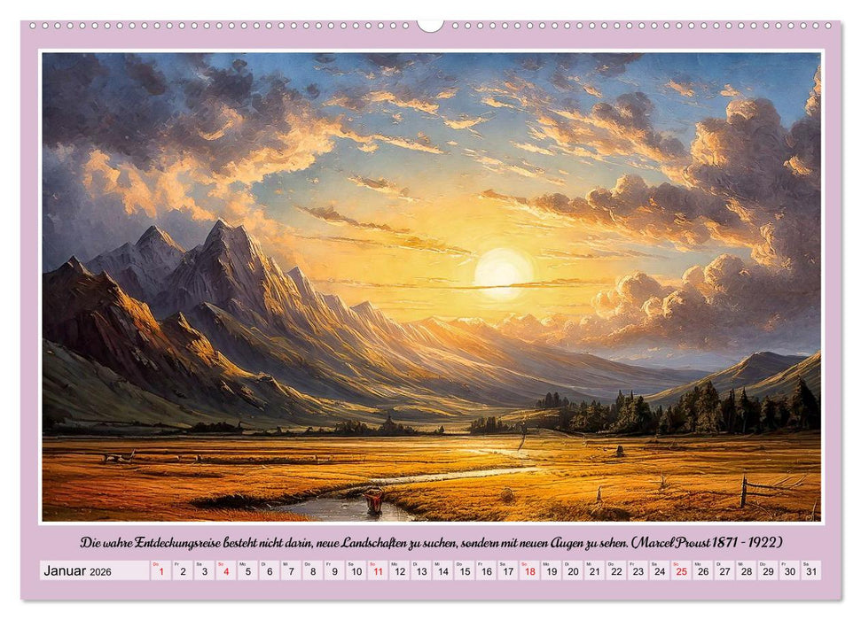 Bergwelt in Bildern und Zitaten (CALVENDO Premium Wandkalender 2026)