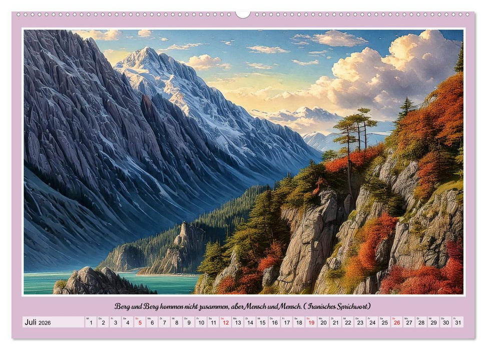 Bergwelt in Bildern und Zitaten (CALVENDO Premium Wandkalender 2026)