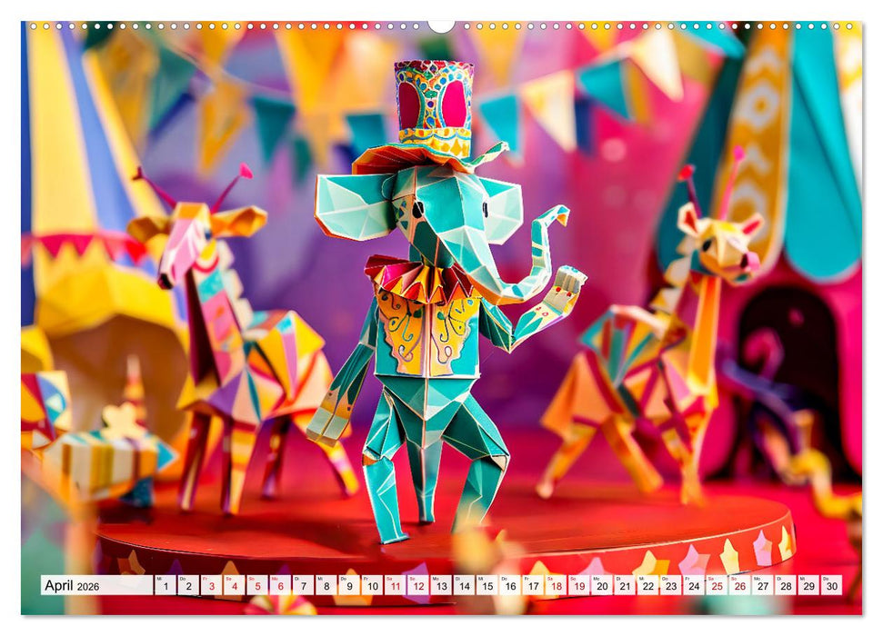Bunter Origami Zirkus - Farbenfroher Zirkusspaß mit Origami-Figuren (CALVENDO Wandkalender 2026)