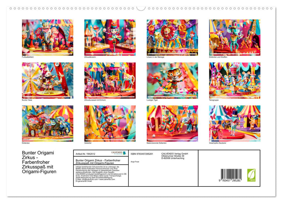 Bunter Origami Zirkus - Farbenfroher Zirkusspaß mit Origami-Figuren (CALVENDO Premium Wandkalender 2026)
