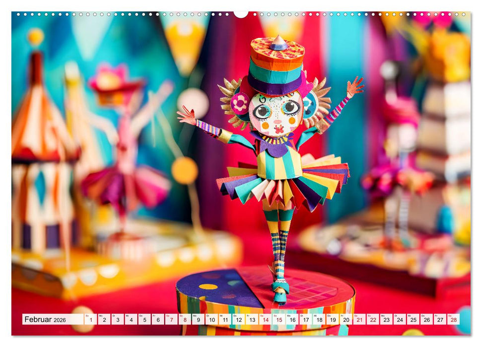 Bunter Origami Zirkus - Farbenfroher Zirkusspaß mit Origami-Figuren (CALVENDO Premium Wandkalender 2026)