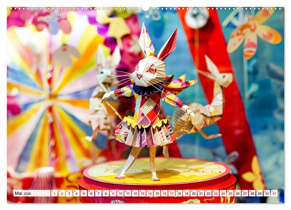 Bunter Origami Zirkus - Farbenfroher Zirkusspaß mit Origami-Figuren (CALVENDO Premium Wandkalender 2026)
