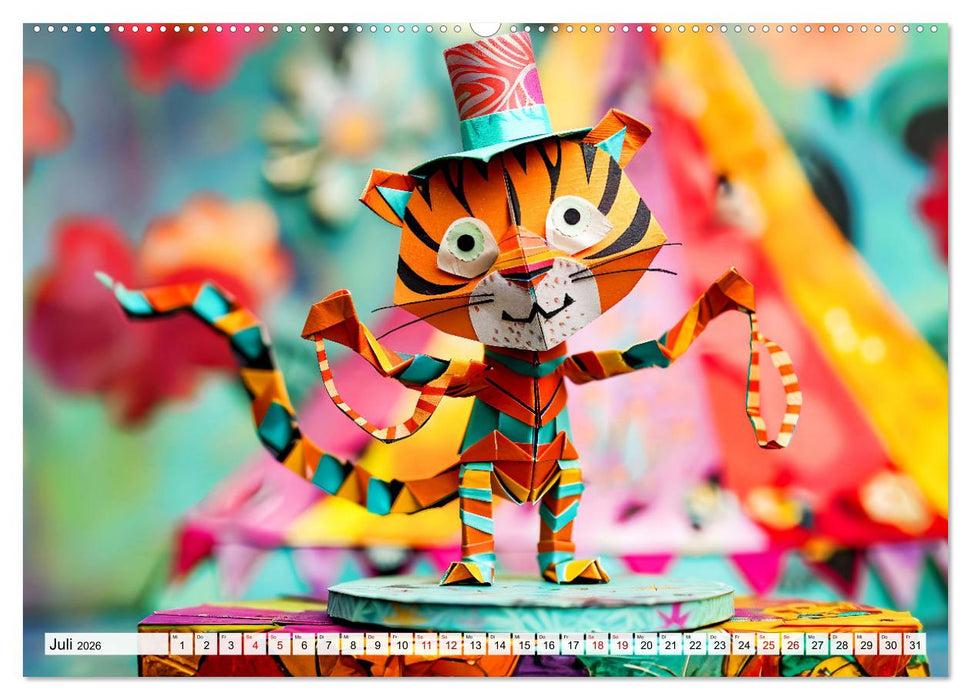 Bunter Origami Zirkus - Farbenfroher Zirkusspaß mit Origami-Figuren (CALVENDO Premium Wandkalender 2026)