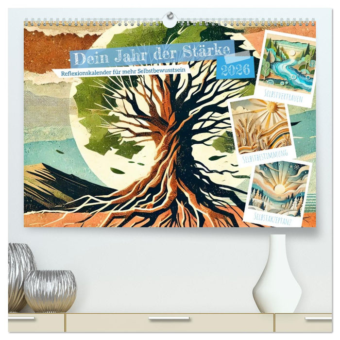 Dein Jahr der Stärke - Reflexionskalender für mehr Selbstbewusstsein (CALVENDO Premium Wandkalender 2026)