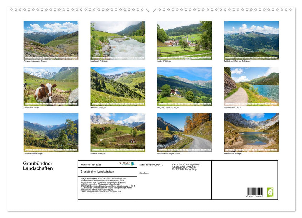 Graubündner Landschaften (CALVENDO Wandkalender 2026)