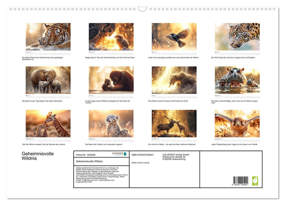 Geheimnisvolle Wildnis (CALVENDO Wandkalender 2026)
