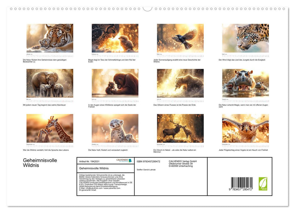 Geheimnisvolle Wildnis (CALVENDO Premium Wandkalender 2026)