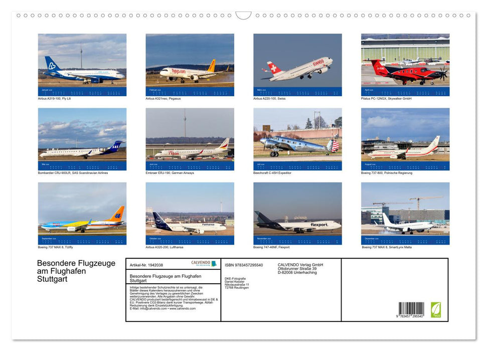 Besondere Flugzeuge am Flughafen Stuttgart (CALVENDO Wandkalender 2026)