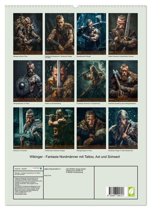 Wikinger - Fantasie Nordmänner mit Tattoo, Axt und Schwert (CALVENDO Premium Wandkalender 2026)