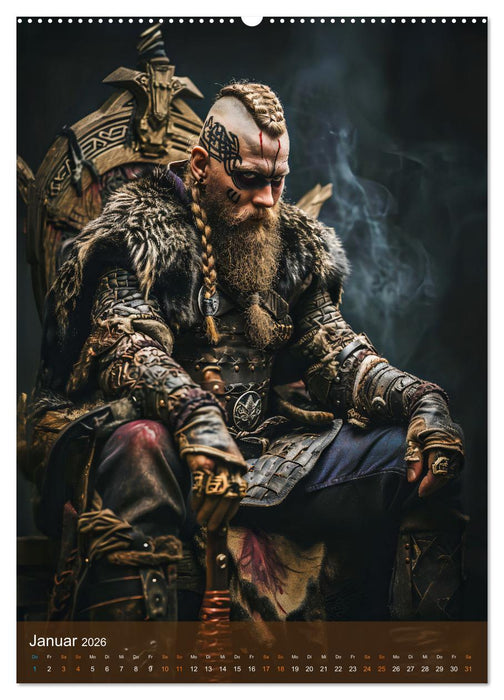 Wikinger - Fantasie Nordmänner mit Tattoo, Axt und Schwert (CALVENDO Premium Wandkalender 2026)