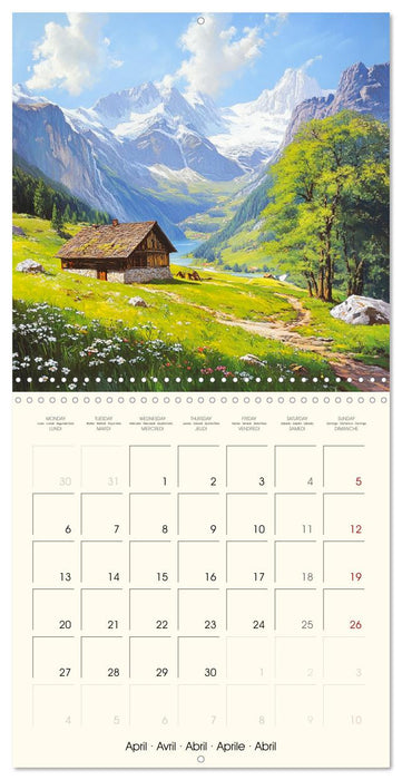 Majestic mountain retreats. Alpine landscape paintings (CALVENDO Monthly Calendar 2026)