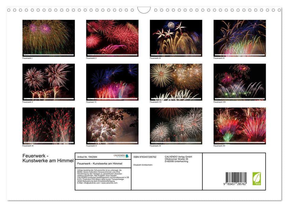Feuerwerk - Kunstwerke am Himmel (CALVENDO Wandkalender 2026)