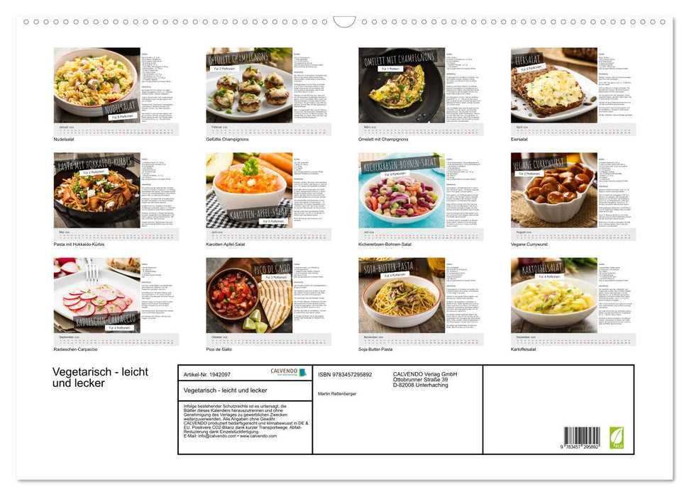 Vegetarisch - leicht und lecker (CALVENDO Wandkalender 2026)