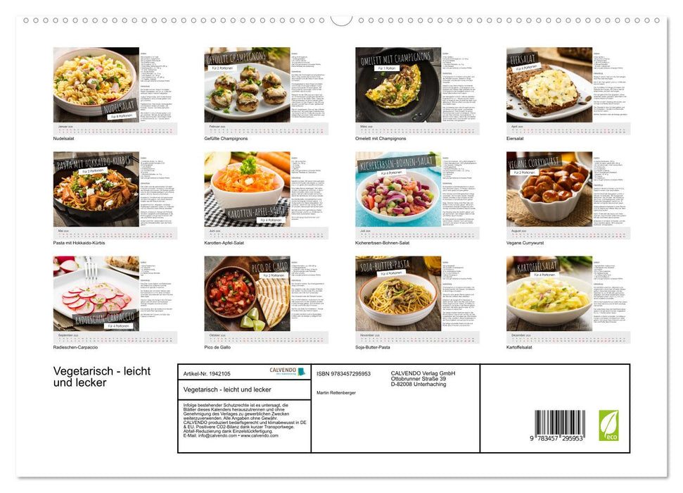 Vegetarisch - leicht und lecker (CALVENDO Premium Wandkalender 2026)