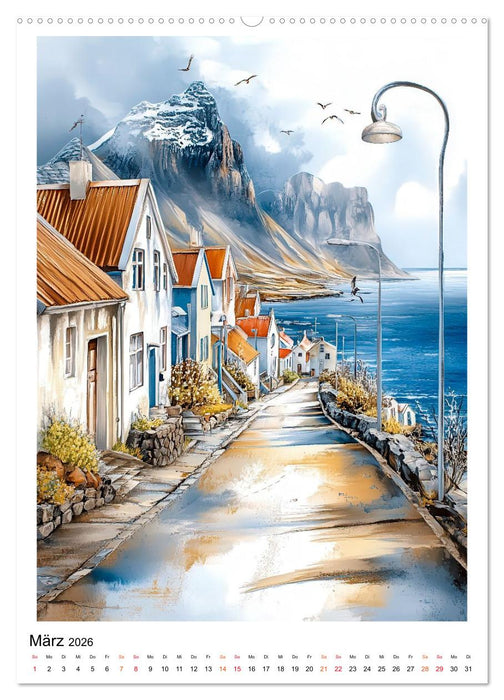 Island - Nordlichter, Feuer und Eis (CALVENDO Premium Wandkalender 2026)