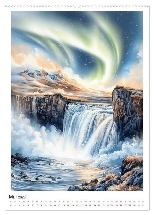 Island - Nordlichter, Feuer und Eis (CALVENDO Premium Wandkalender 2026)