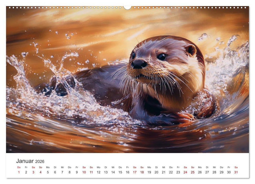 Wächter des Flusses - Ein Jahr mit Fischottern (CALVENDO Premium Wandkalender 2026)