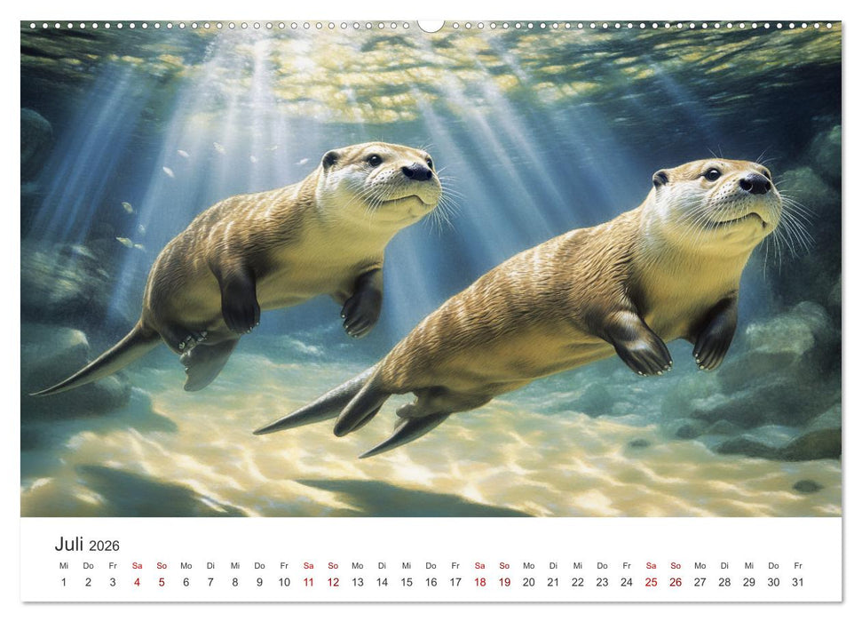 Wächter des Flusses - Ein Jahr mit Fischottern (CALVENDO Premium Wandkalender 2026)
