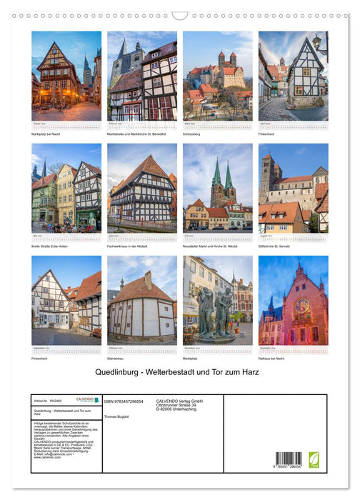 Quedlinburg - Welterbestadt und Tor zum Harz (CALVENDO Wandkalender 2026)