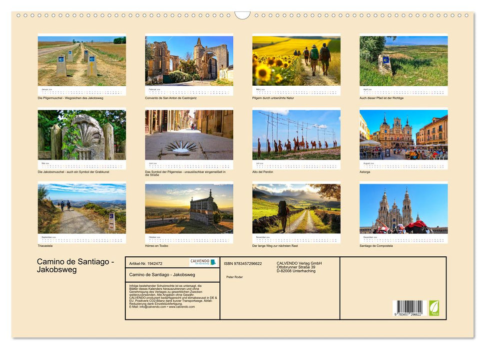 Camino de Santiago - Jakobsweg (CALVENDO Wandkalender 2026)