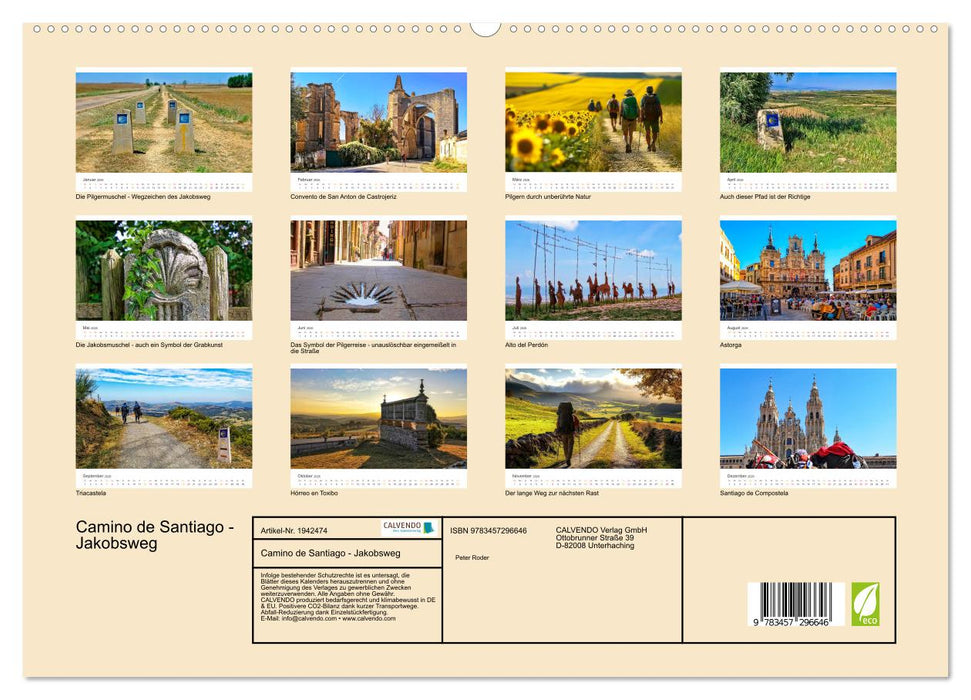 Camino de Santiago - Jakobsweg (CALVENDO Premium Wandkalender 2026)