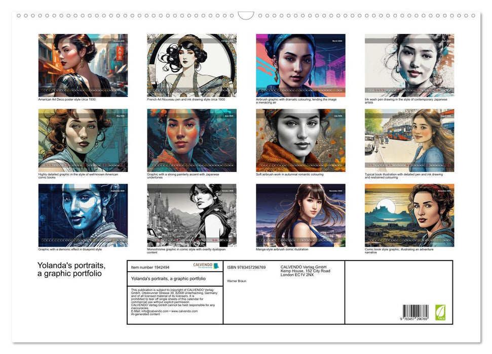 Yolanda's portraits, a graphic portfolio (CALVENDO Monthly Calendar 2026)