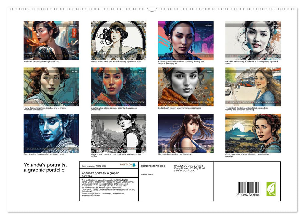 Yolanda's portraits, a graphic portfolio (CALVENDO Premium-Calendar 2026)