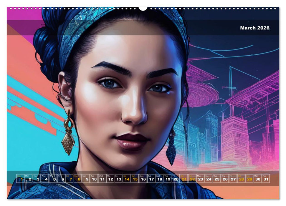 Yolanda's portraits, a graphic portfolio (CALVENDO Premium-Calendar 2026)