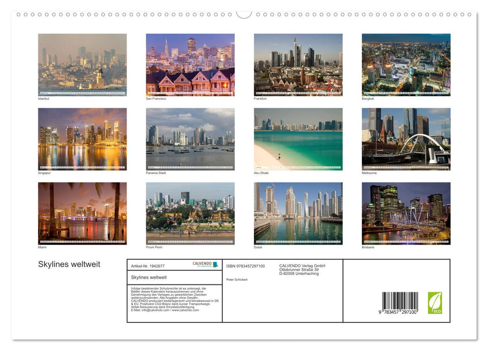 Skylines weltweit (CALVENDO Premium Wandkalender 2026)