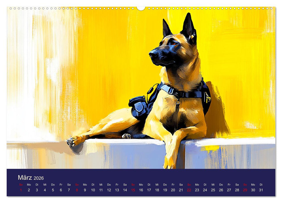 Loyaler Malinois. Belgische Schäferhunde im Aquarell-Stil (CALVENDO Wandkalender 2026)