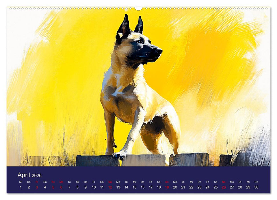 Loyaler Malinois. Belgische Schäferhunde im Aquarell-Stil (CALVENDO Wandkalender 2026)