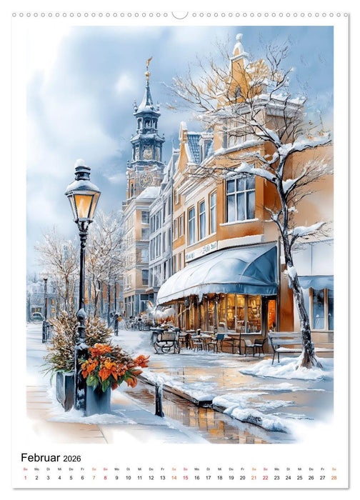 Amsterdam - Fahrräder, Giebel, Grachten (CALVENDO Premium Wandkalender 2026)