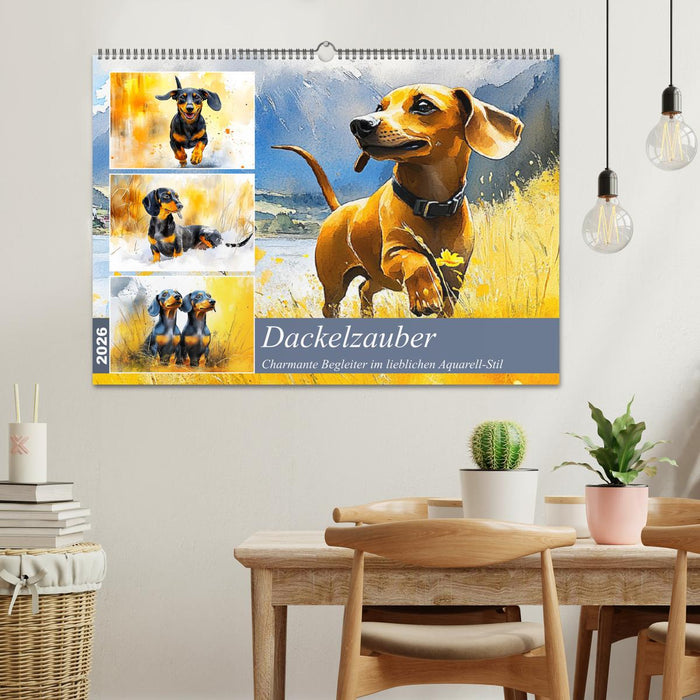 Dackelzauber. Charmante Begleiter im lieblichen Aquarell-Stil (CALVENDO Wandkalender 2026)