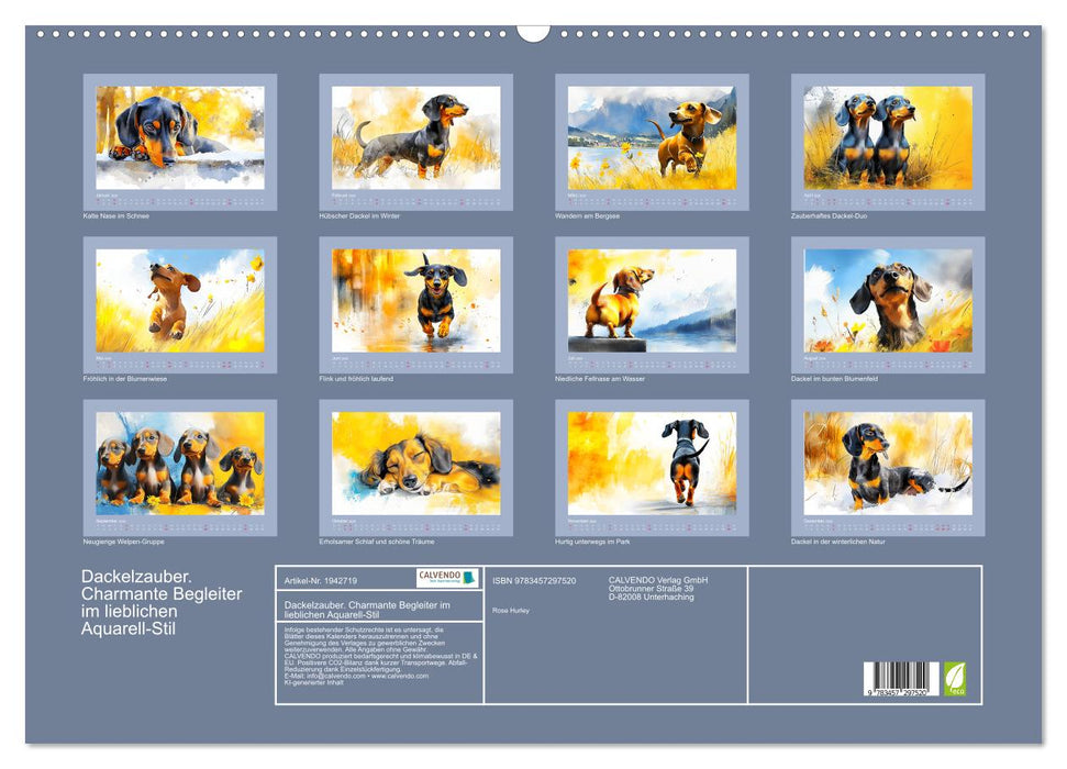 Dackelzauber. Charmante Begleiter im lieblichen Aquarell-Stil (CALVENDO Wandkalender 2026)